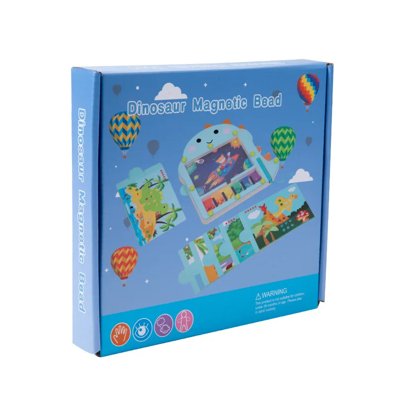 Children Early Education Dinosaur Magnetic Bead Maze Wooden Toy Toddler Color Classification Game Kids Educational Wooden Toys