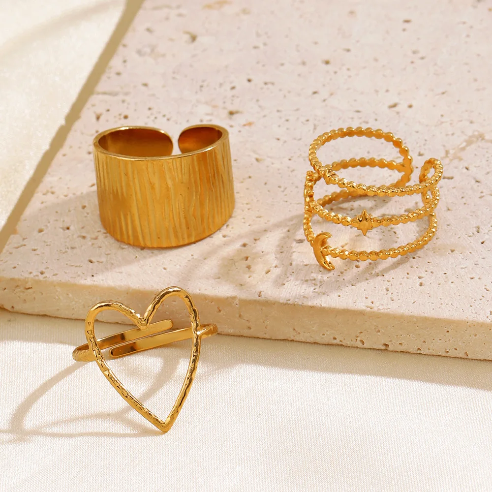 High End Tarnish Free PVD Gold Plated Twine Band Cross Statement Rings Stainless Steel Fashion Jewelry