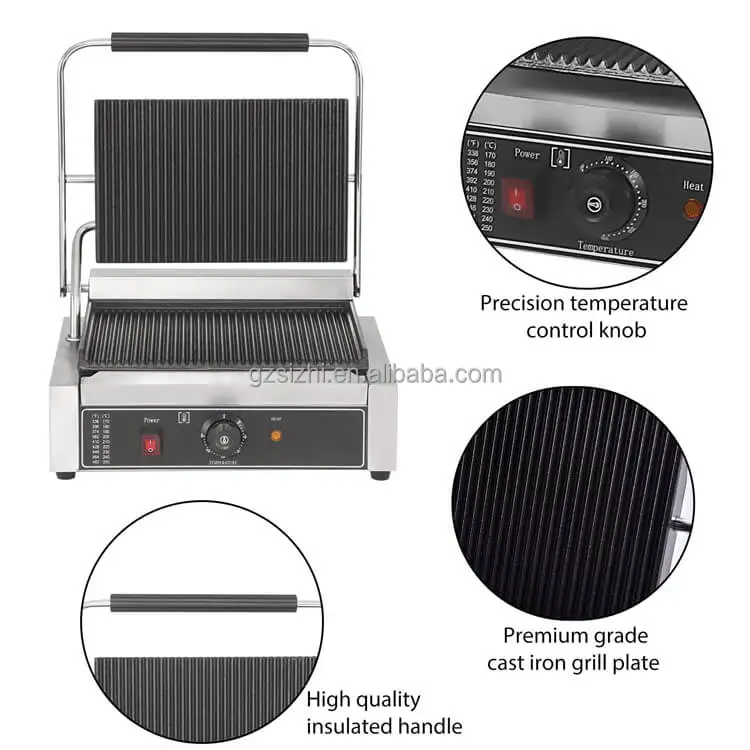Steel Stainless Power  Commercial  Electric Contact Grill