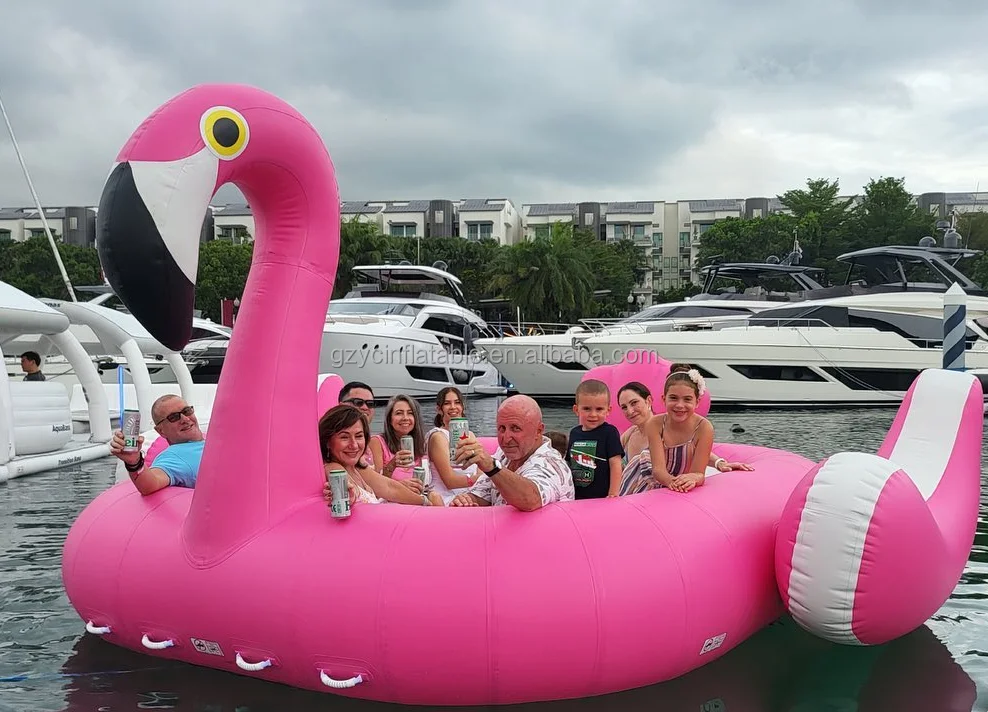 Guangzhou custom giant floating inflatable flamingo 6 person for water park