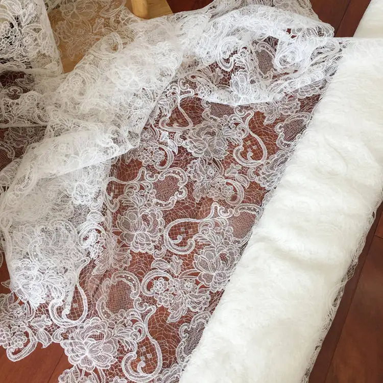 Exquisite wedding dress lace fabric white nylon polyester sewing accessories