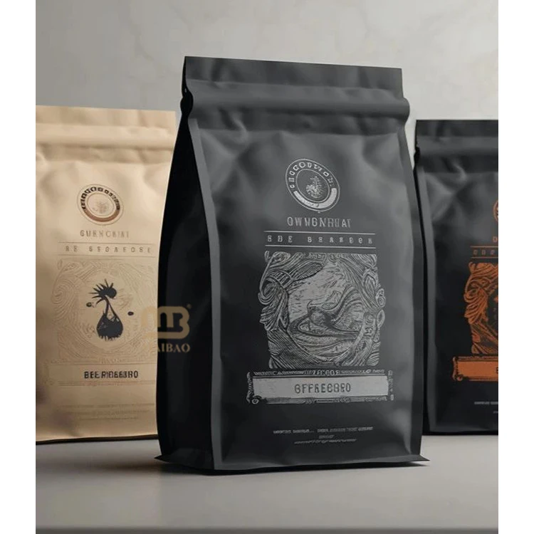 Custom Printed 12 oz 500g 1kg Coffee Tea Bag Biodegradable Coffee Packaging Bag Aluminium Foil Flat Bottom Coffee Bag With Valve