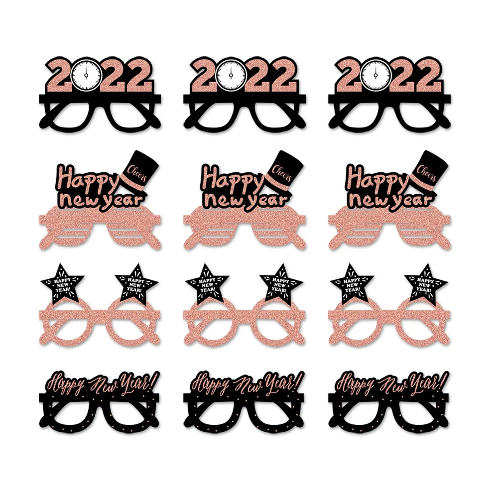 2022 New Year Party Paper Glasses Company Annual Meeting Photo Props Glasses Decoration