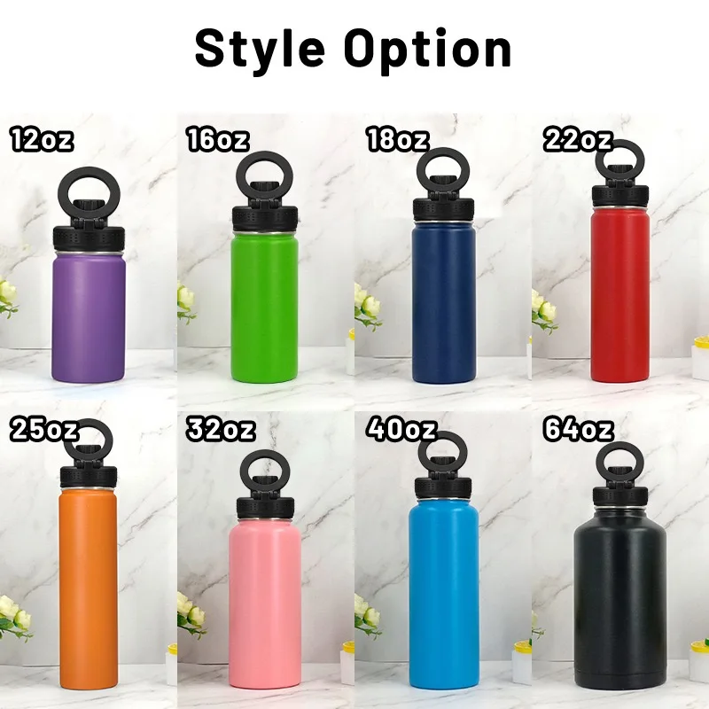 Custom Logo Stainless Steel Water Bottle with Magnetic Lid Wide-Mouth Insulated Design for Gym and Camping Use Direct Drinking
