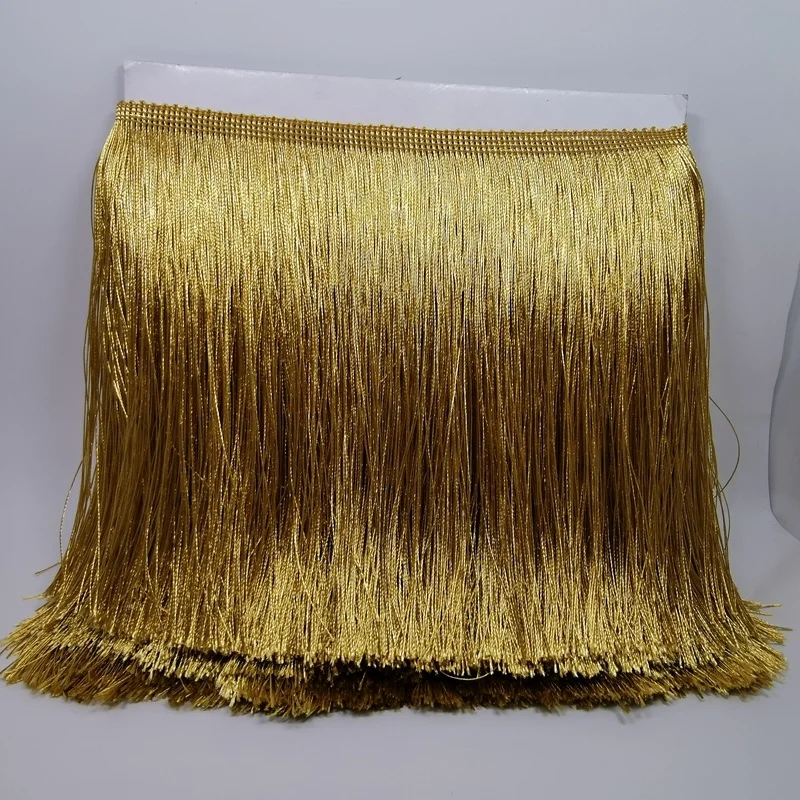 Wholesale 20CM Shiny Polyester Silky Chainette Lace Fabric Fringe Trim for Dancing Dress