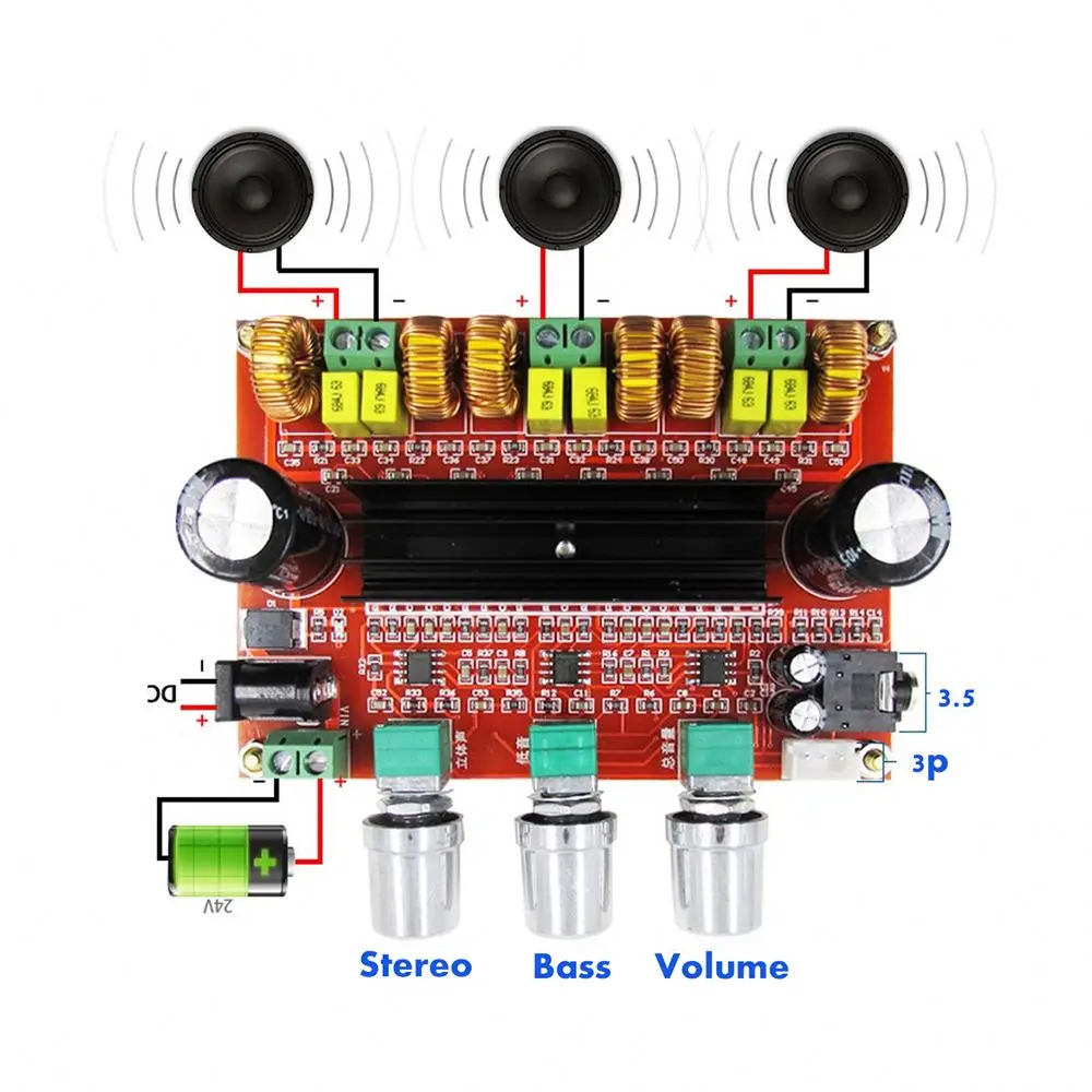 2.1 Channel Subwoofer audio Amplifier Board 100W+2*80W TPA3116D2 power Digital Stereo AMP hifi DC12-24V