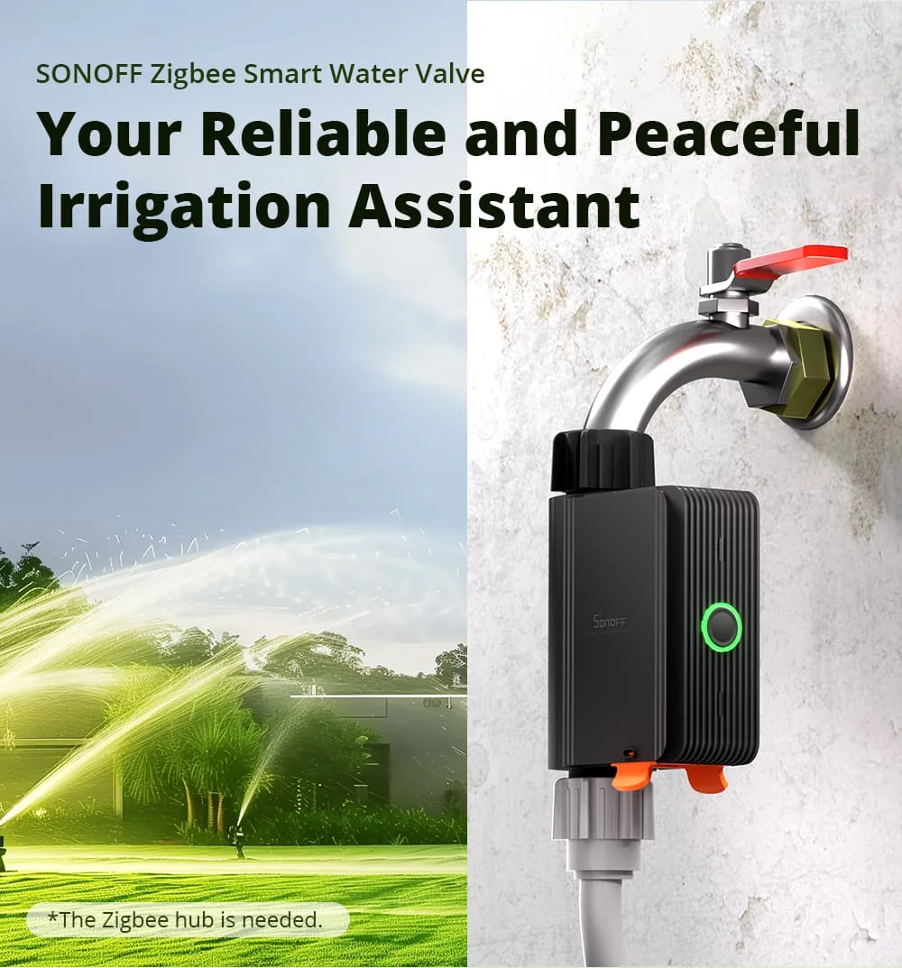 SONOFF SWV Zigbee 3.0 Smart Water Valve IP55 Sprinkler Controller Home Automate Irrigation Compatible with eWeLink Alexa Google