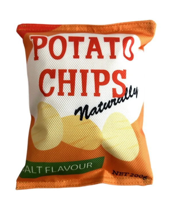 Wholesale Design Squeaker Non Toxic Washable Funny Plush Potato Pawtato Chips Pet Puppy Dog Chew Toy