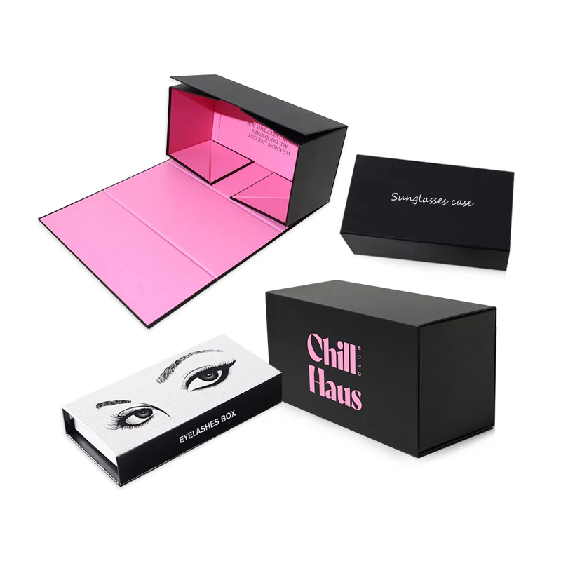 PINYUANXING PAPER BOX OEM&ODM FACTORY Pink Empty Lash Pre Roll Glasses Sunglasses Cajas Foldable Emballage Magnetic Paper Box