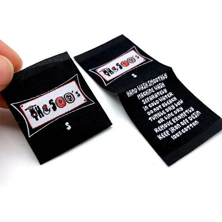 Custom Private Logo Woven Label Size Care Label Center Fold Clothes Tags