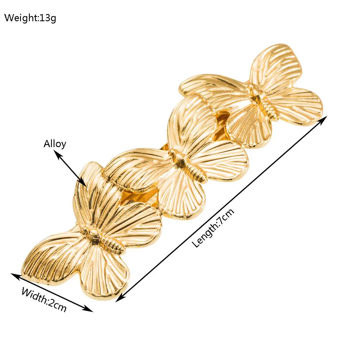 European American new fashion geometric texture high elastic metal hair ties alloy three butterfly spring clip for women