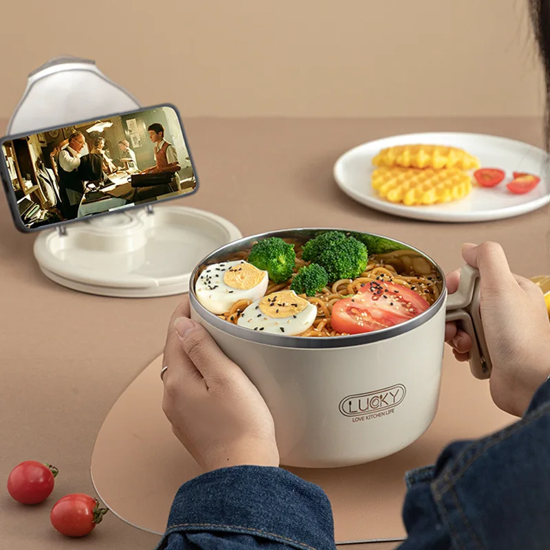 Wholesale 304 Stainless Steel Bento Lunch Box Home Office Instant Soup Ramen Bowl with Lid Food Container