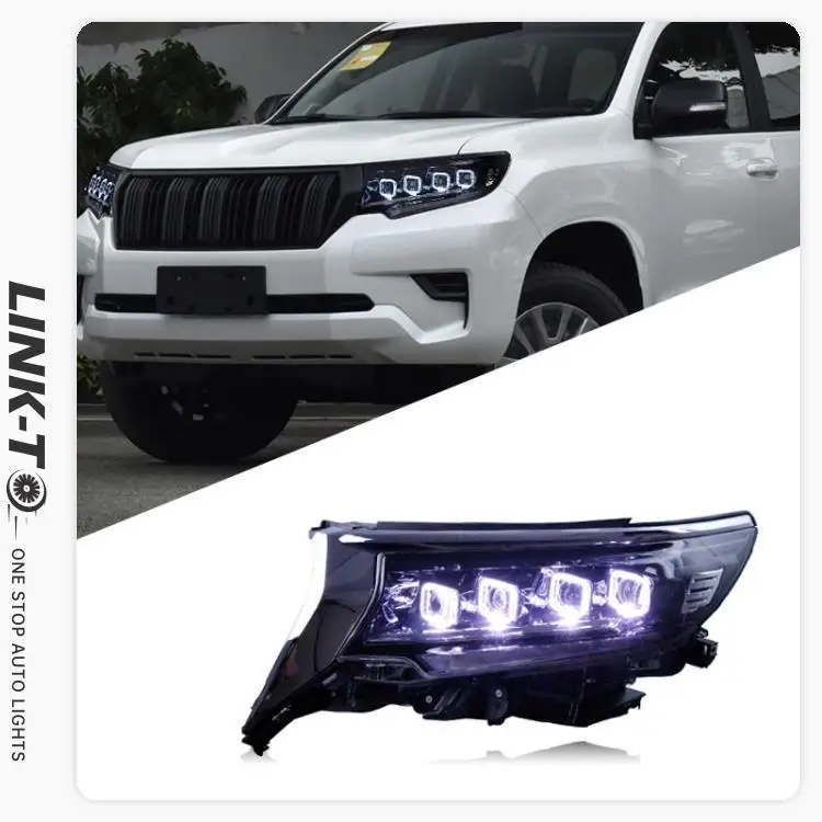 LINK-TO Suitable For 2018-2019 Toyota Prado Headlight Assembly Modification LED Lens Daytime Running Light Turn Signal Bugatti