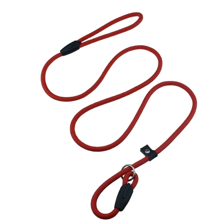 Factory Price Rope Dog Leash and Collar with Leather Stopper