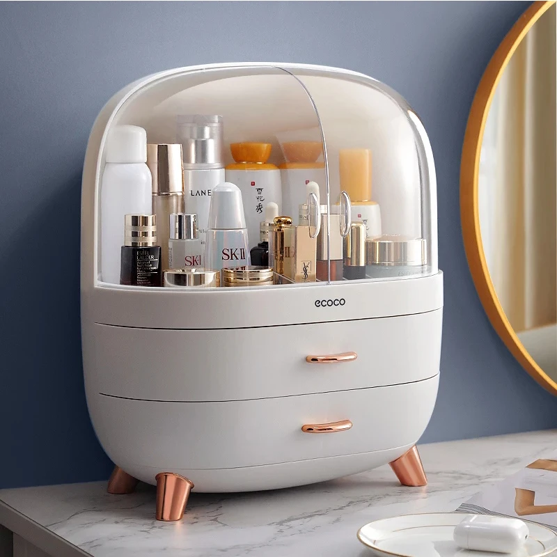 Desk acrylic rectangle dustproof cosmetic perfume skincare storage box transparent plastic makeup organizer drawers storage box