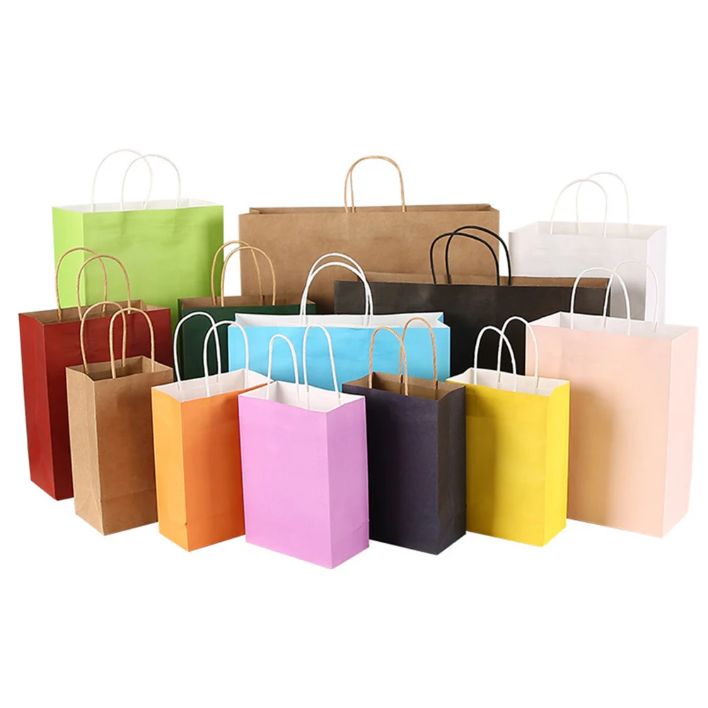 Custom Printed Your Own, Logo White Brown Kraft Gift Craft Shopping Paper Bag With Handles/