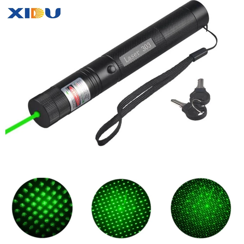 XIDU Rechargeable Green Laser Light 18650 Battery USB High Power Burning Laser Flashlight Strong Pointer Pen 303