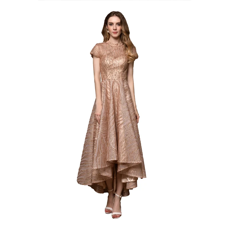 New Design Fashion rose gold satin party Prom Gowns 2022 luxury evening dress