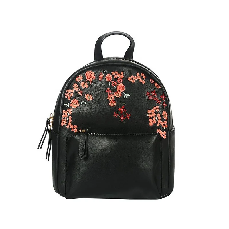 Byleading Wholesale Fashion Design Embroidery Custom Pu Leather Mini Backpack Bag For Women