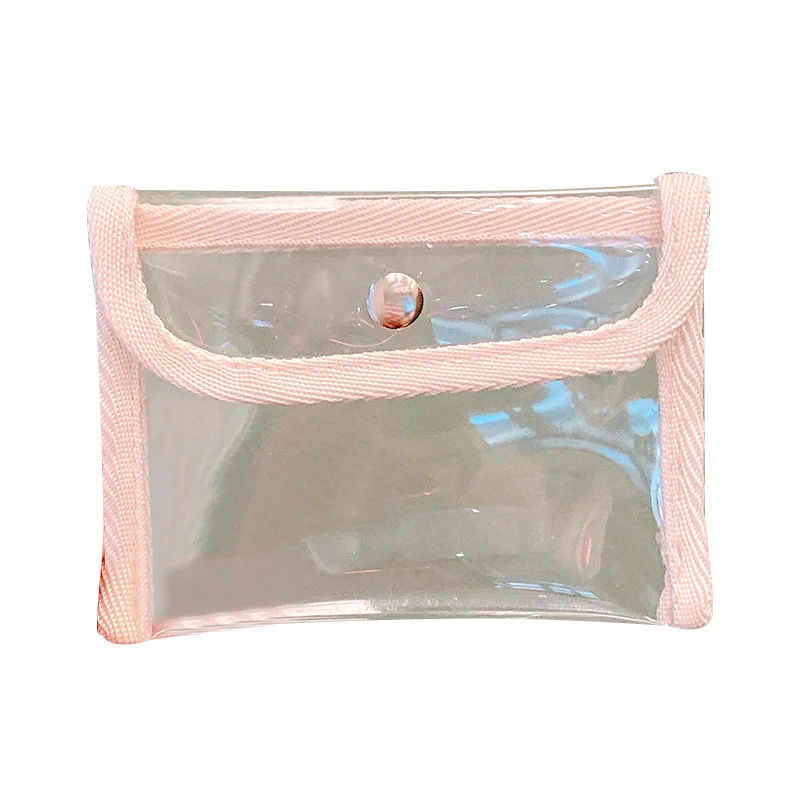 Transparent Toiletry Carry Pouch Waterproof Button Bag Portable Storage Bag for Travel Bathroom Organizer Clear PVC Pencil Case