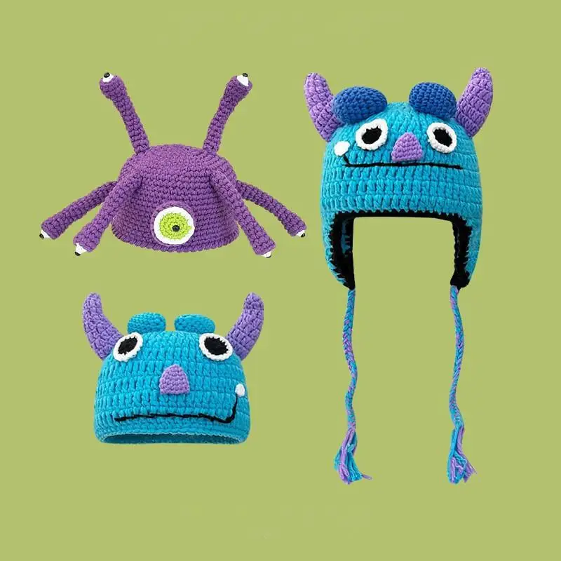 Wholesale handmade knitted one-eyed spooky hat Halloween monster photo cute cartoon models knitted  hat