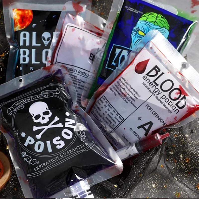 Chilling Vampire Blood Drink Bags for Halloween Festivities