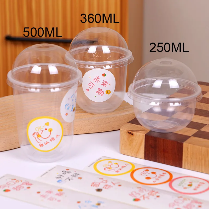 U-shaped Disposable Transparent Cup With Lid 260ml 360ml 500ml pp Material For Tea Milk Wine Tequila Soda Cake Drink