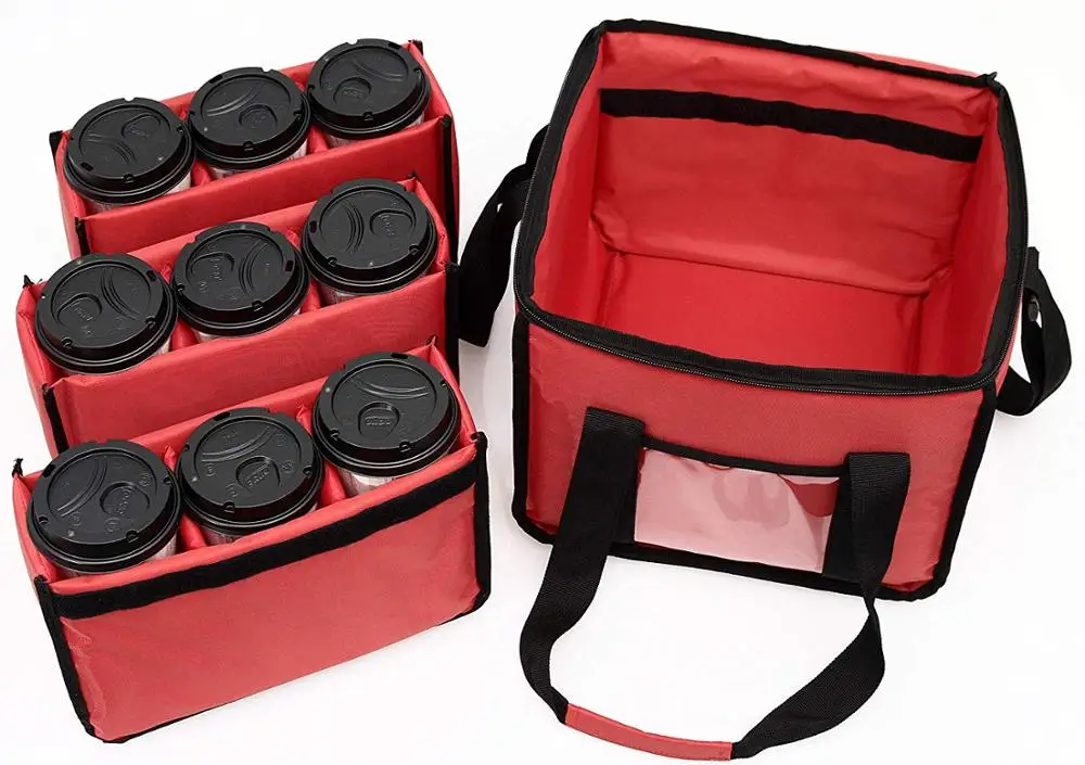 Wholesale Portable Drink Coffee Beverage Delivery Bag 9 Drinks Holder Thermal Box Cup Holder Delivery Bag