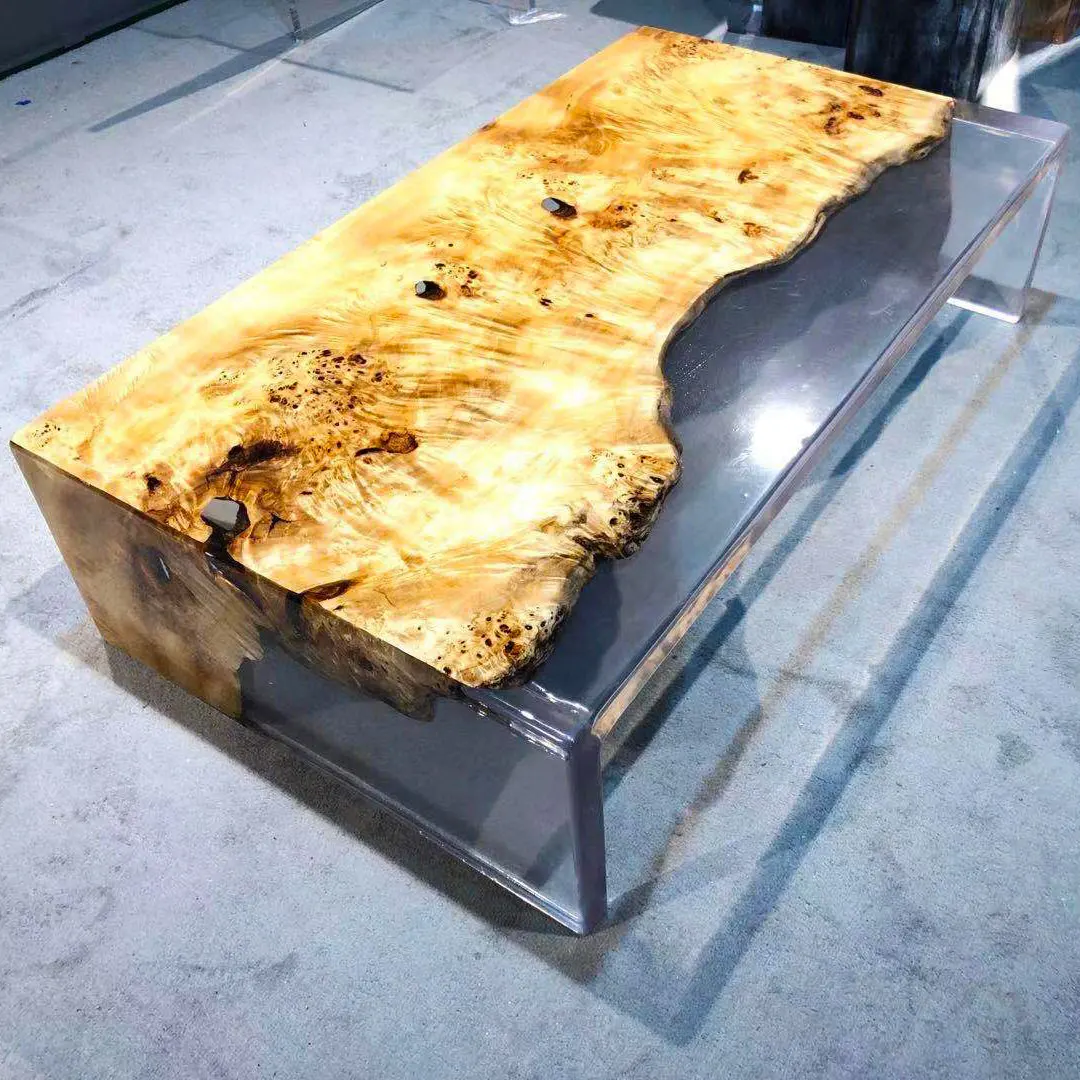 Высококачественный речной столик из массива дерева и эпоксидной смолы