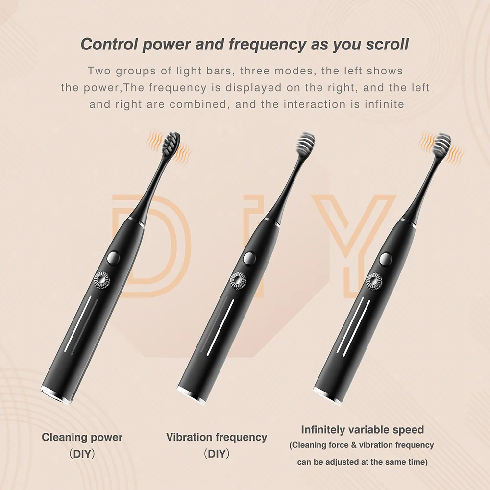 Personilized New Product Speed Regulation Toothbrush Eco Bamboo Brisle Sonic Electric Toothbrush Rechargeable for Adults
