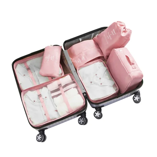 High Quality Fashion Waterproof Laundry Nylon Travel Packing Cubes Set 7pcs Organizer Bags For luggage