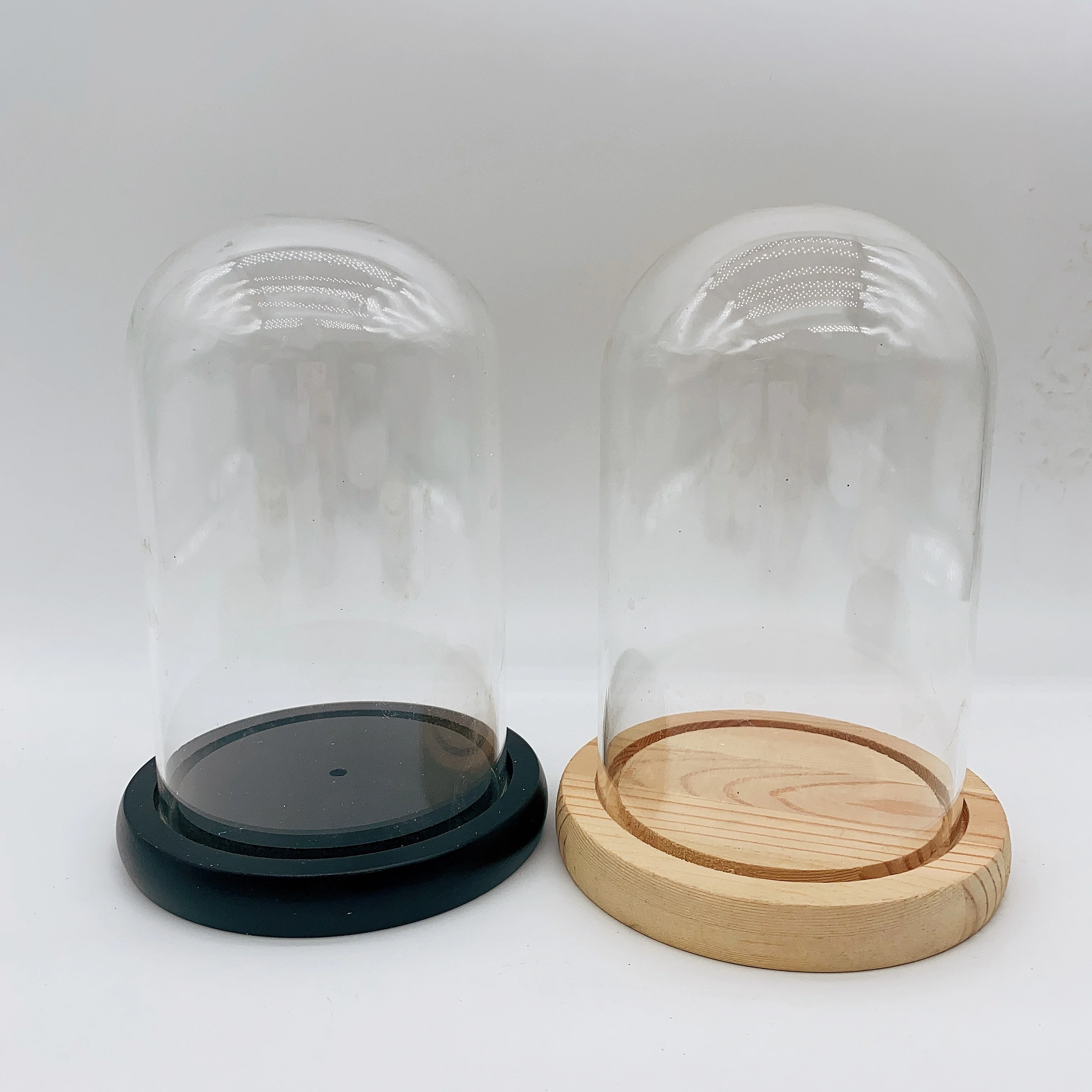 Wholesale Forever Flower Roses Preserved Roses Glass Dome Baubles Hand Blown Large Clear Cloche Glass Dome With Wooden Base