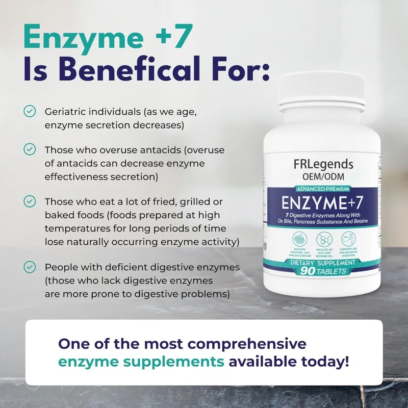 OEM Wholesale Digestive Enzyme Supplements Nutrient Absorption Enzyme+7 Promote Digestion Tablets Capsules