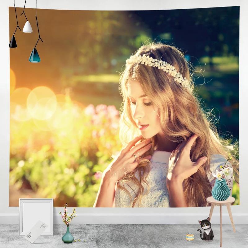 
Girl And Dancer tapestry Wholesale Tapestry Print Colorful Plant Happy Wall Hanging 