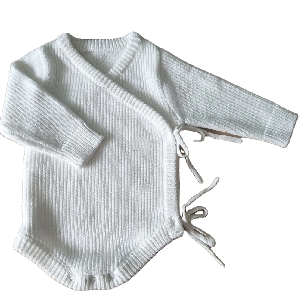 OEM Customized organic cotton chunky knitting baby romper baby Outfit for New Born Baby Boy Girl.