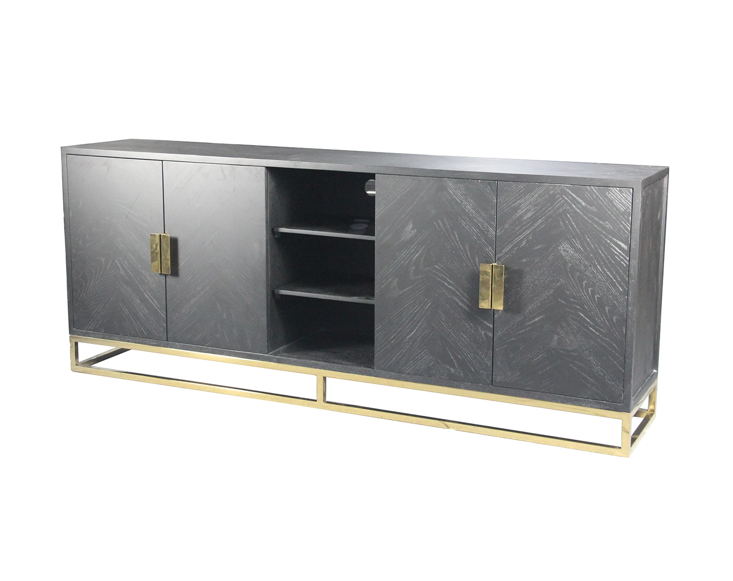 Tea Table Nordic Light Luxury Household Double Drawer Stainless Steel TV Cabinet Set