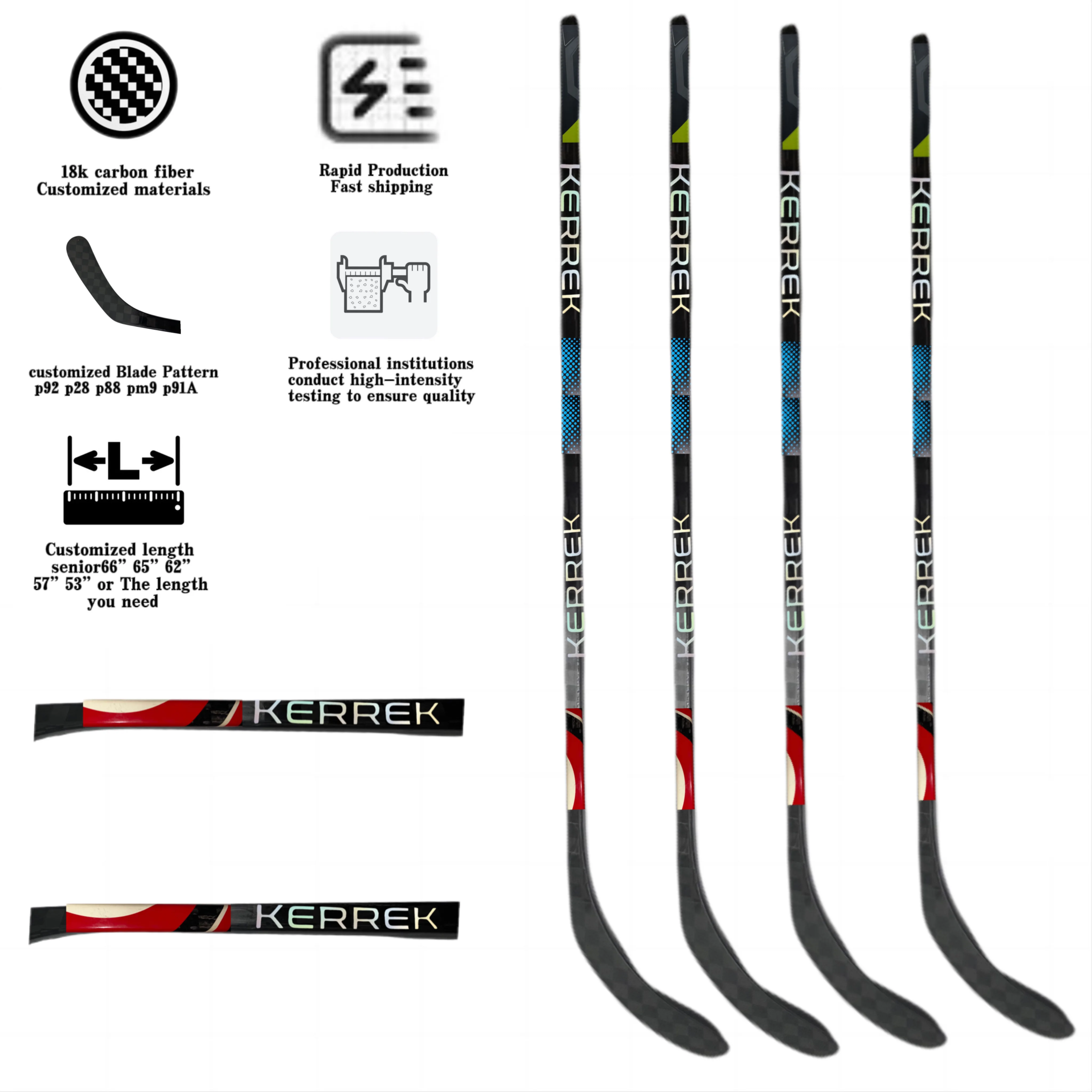 Oem/Odm Custom 3K/12K Carbon Fiber Ice Hockey Stick High Strength Composite Irish Mold Target Geo Hyp3Erlite Ice Hockey Sticks