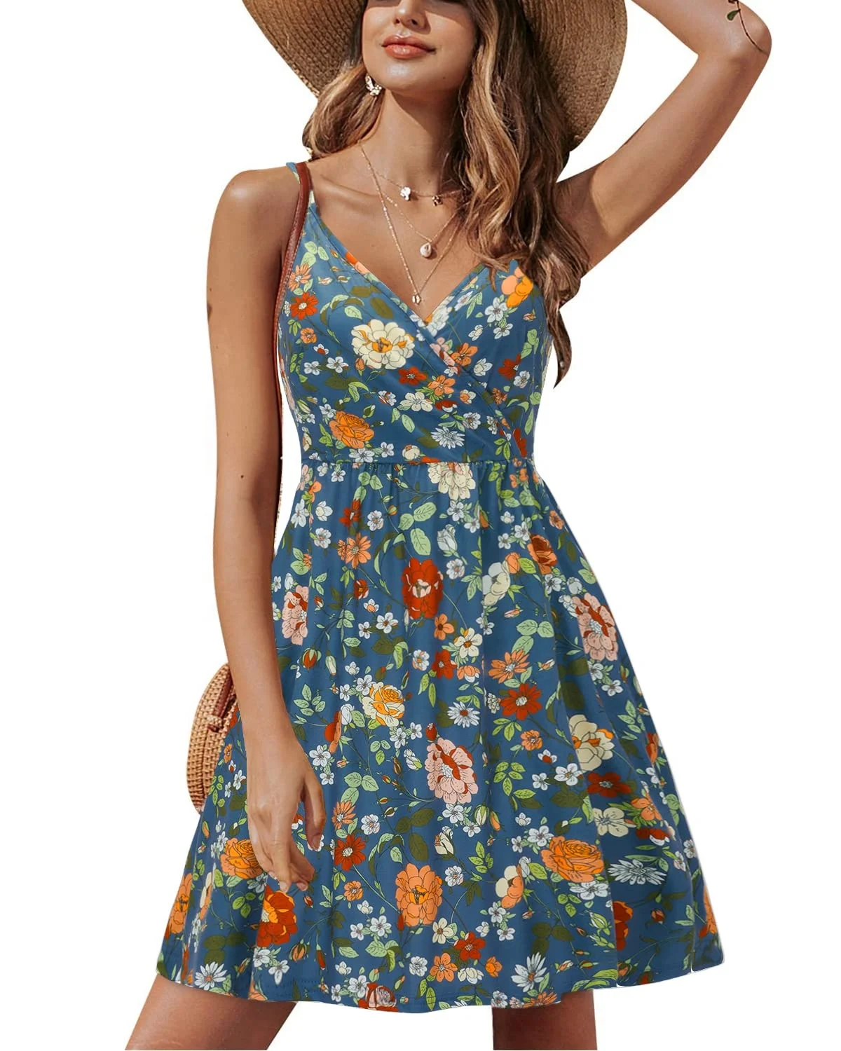 Womens Garment Sexy Slip Dress Custom Print Summer Casual Swing Sundress