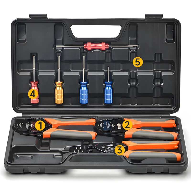 8-Pieces Wire Crimping Tool Kit for Deutsch Connectors and Weather Pack Terminals with Connector Removal Tools