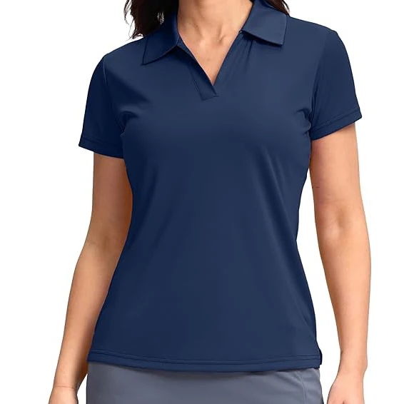 Women Golf Shirt Collared V-Neck Casual Work Tennis Tops UPF50+ Collared Polo Shirts
