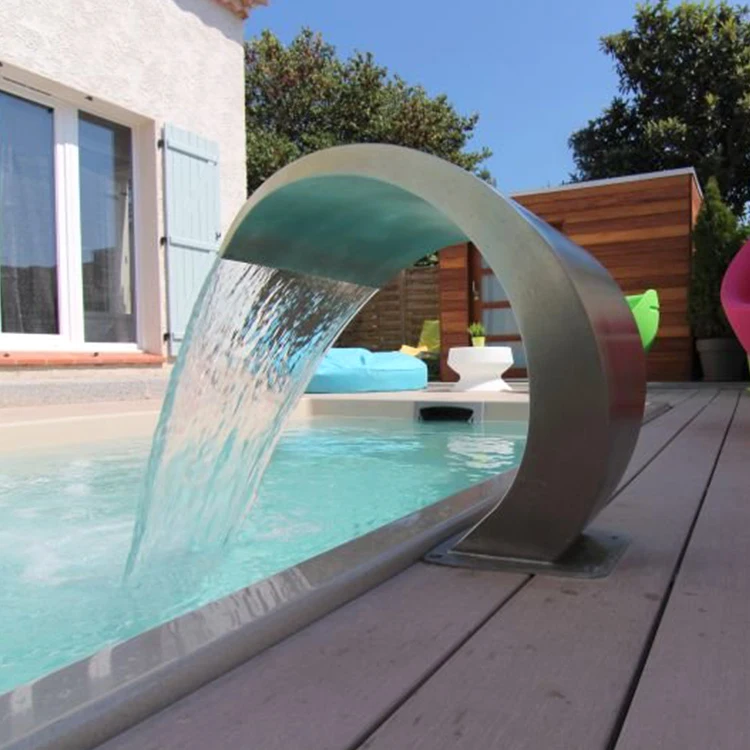 Stainless steel portable swimming pool cascade waterfall fountain with water channel