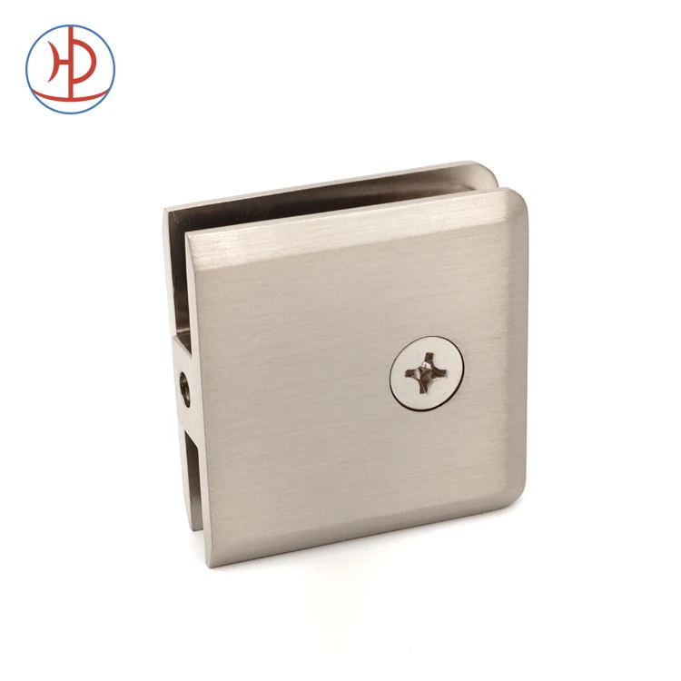 CR  L Brushed Nickel Bevel Hole in Glass Style Wall Mount Heavy Duty Glass Clamp