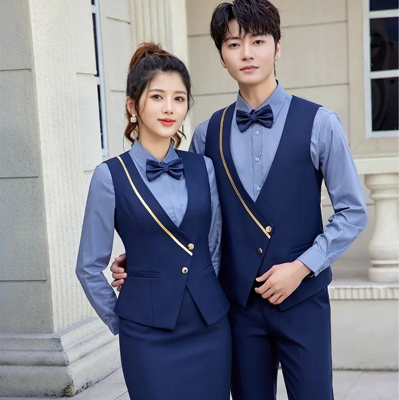 Hotel Western Restaurant Waiter Front Desk Customer Service Uniform KTV Bar Cafe Work Attire Chef Uniform Accessory Work Clothes