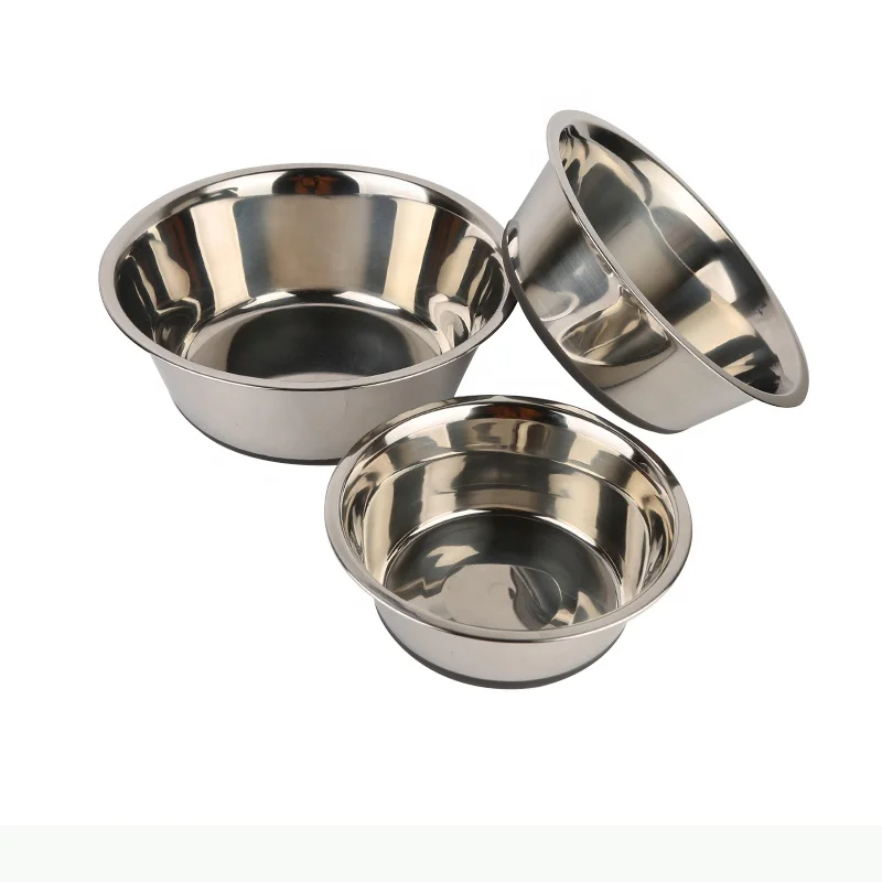 Non Slip Stainless Steel Dog Bowl With Rubber Base Stainless Steel Pet Food Drinking Bowl Dish