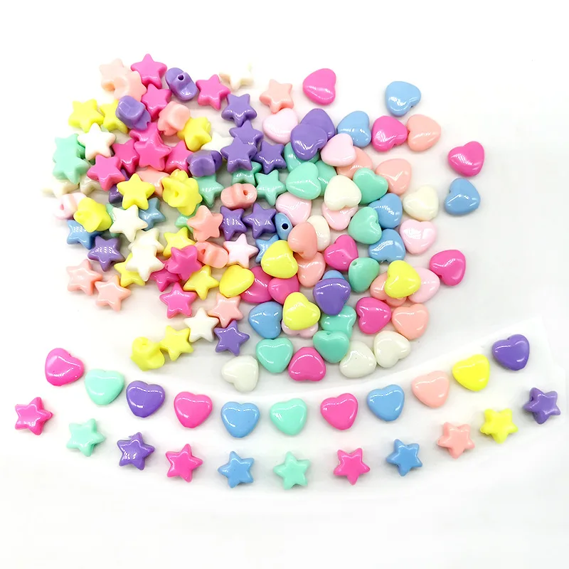 10 MM ACRYLIC HEART BEADS STAR beads macaron disperse candy color DIY material string beads accessories
