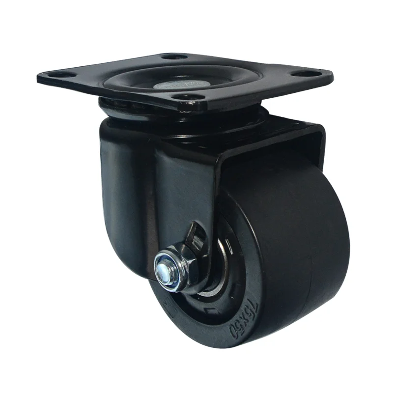 1.5 2 2.5 3 Inch Black PP Core Nylon Low Profile Gravity High load Machine Castor Super Heavy Duty Dual brake Caster Wheel