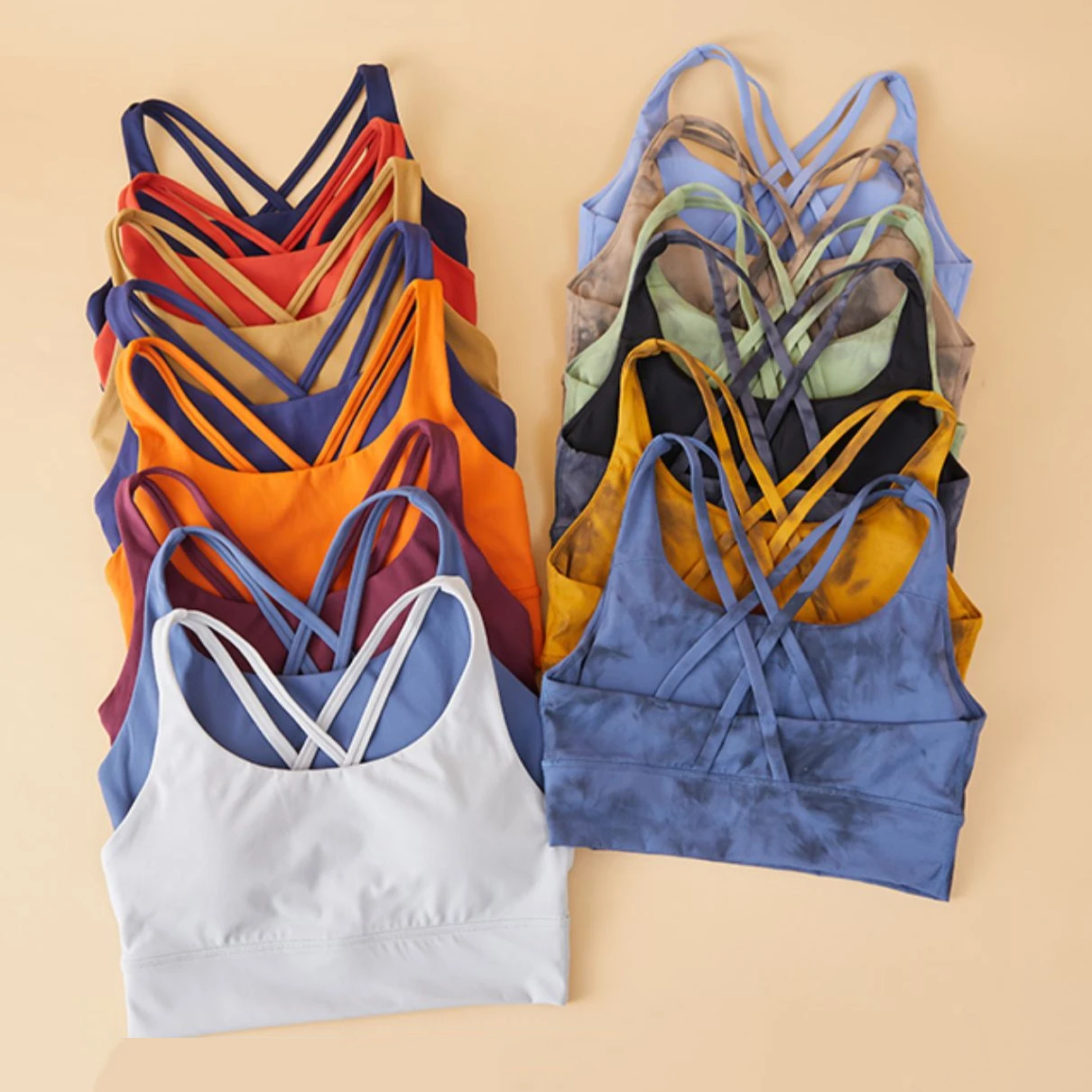 Cross Back Support Yoga Bra Strappy Push Up Sports Bra Women Padded Fitness Gym Bra