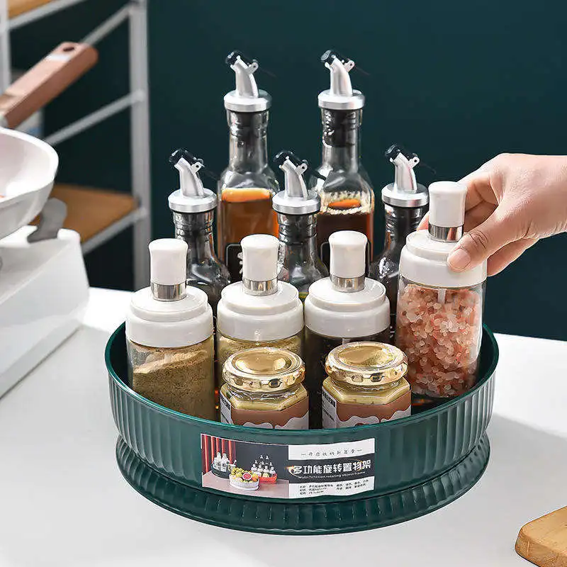 Rak Bumbu Dapur Multi-Fungsi Keukenrek Staand Cabinet Small Kitchen Essentials Bottle Spice Organizer Shelf Storage Rack Round