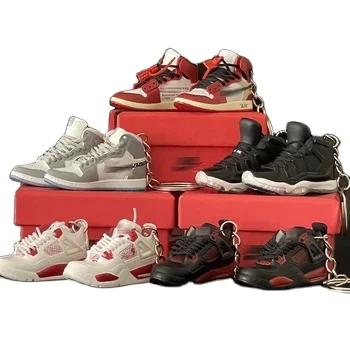 Wholesale Pvc 3d key chain mini shoe key ring sneaker keychain