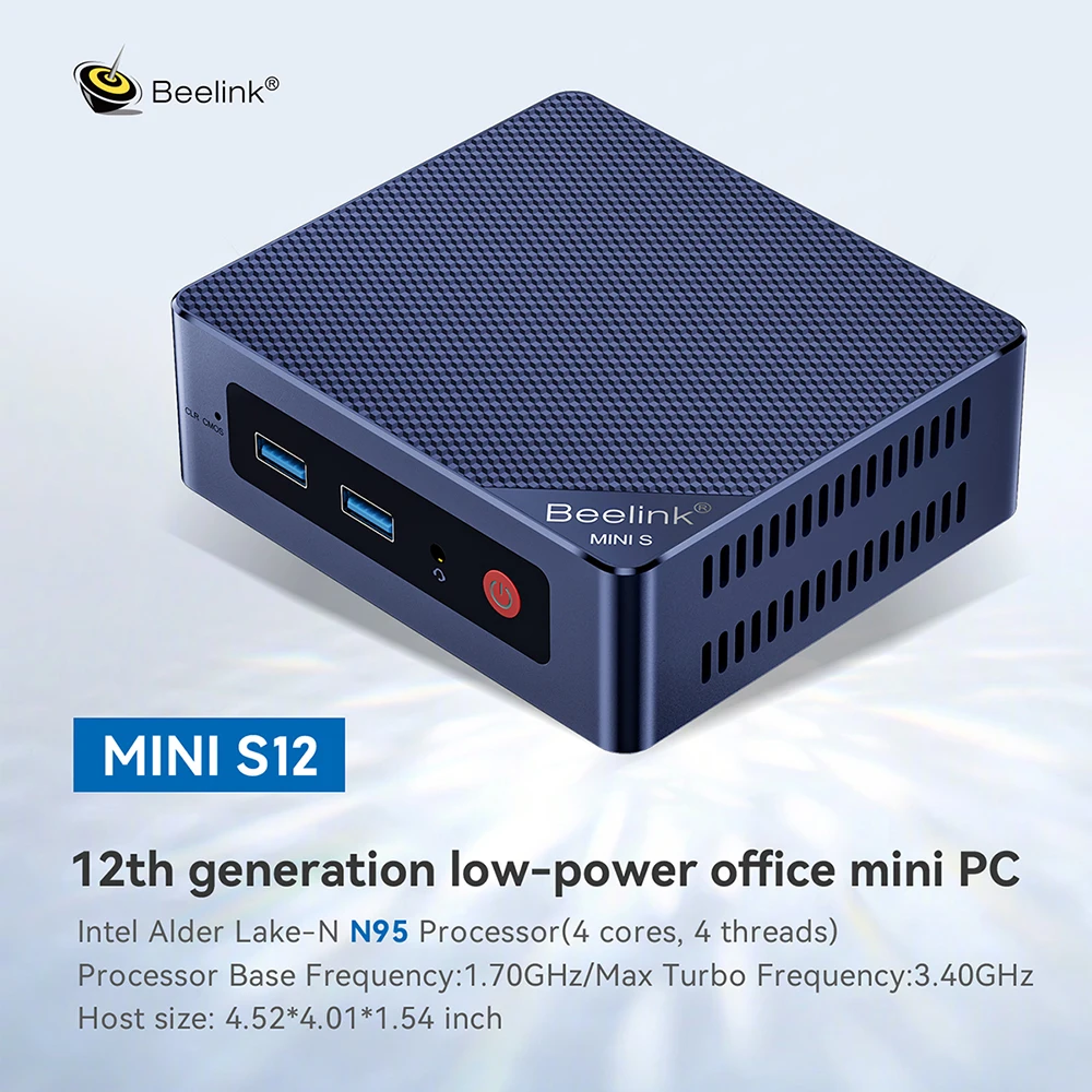 Beelink Mini S12 Intel N95 8GB 256GB Mini PC Wins11 pro Laptop DDR4 Industrial desktop Computer For Digital Signage Bank School